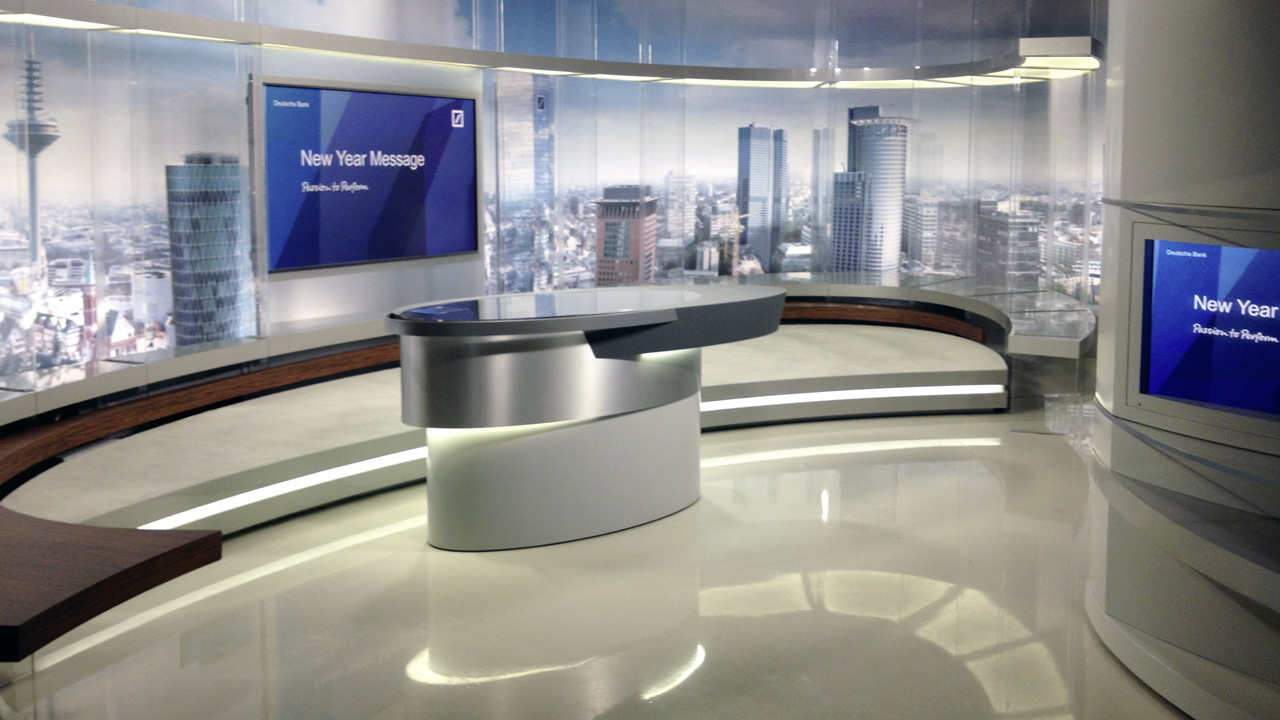 Deutsche Bank TV Studio neues Pult